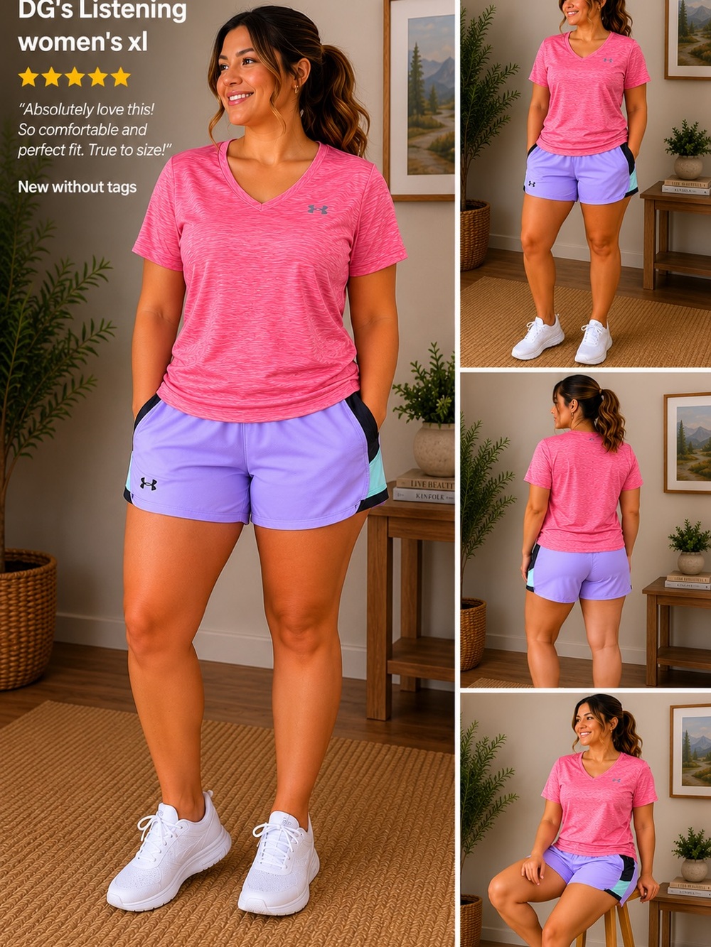 Under Armour Lavender Athletic Shorts with Black Trim
